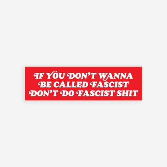 Anti-Fascist Retro Sticker & Magnet features bold white text on a red rectangle, set against a blurred protest scene, embodying a strong anti-fascist message for visible resistance on multiple surfaces.