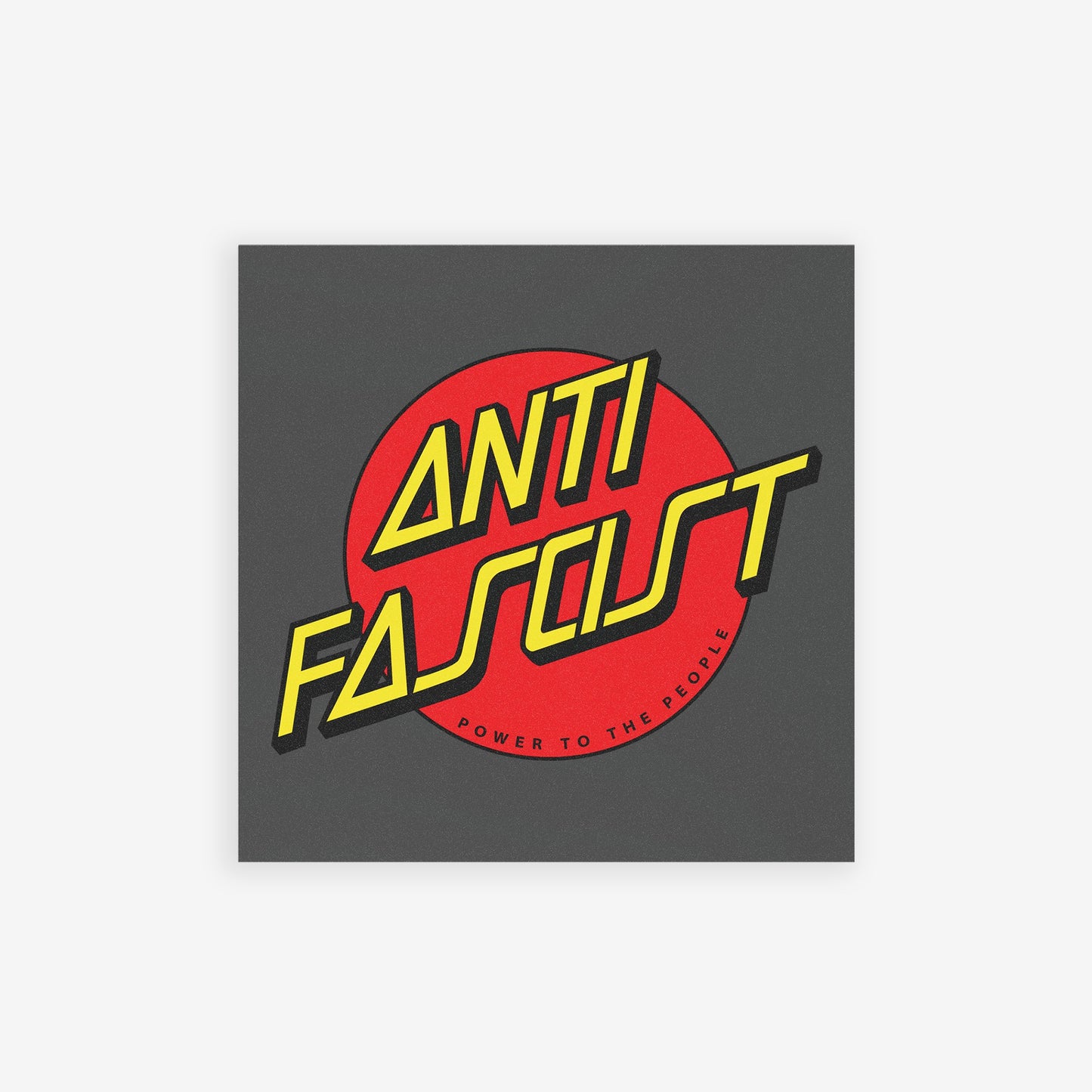 Anti Fascist Sticker & Magnet featuring a bold red circle with “ANTI FASCIST” in yellow-and-black text, expressing a strong message against fascism. Available as a sticker or magnet.
