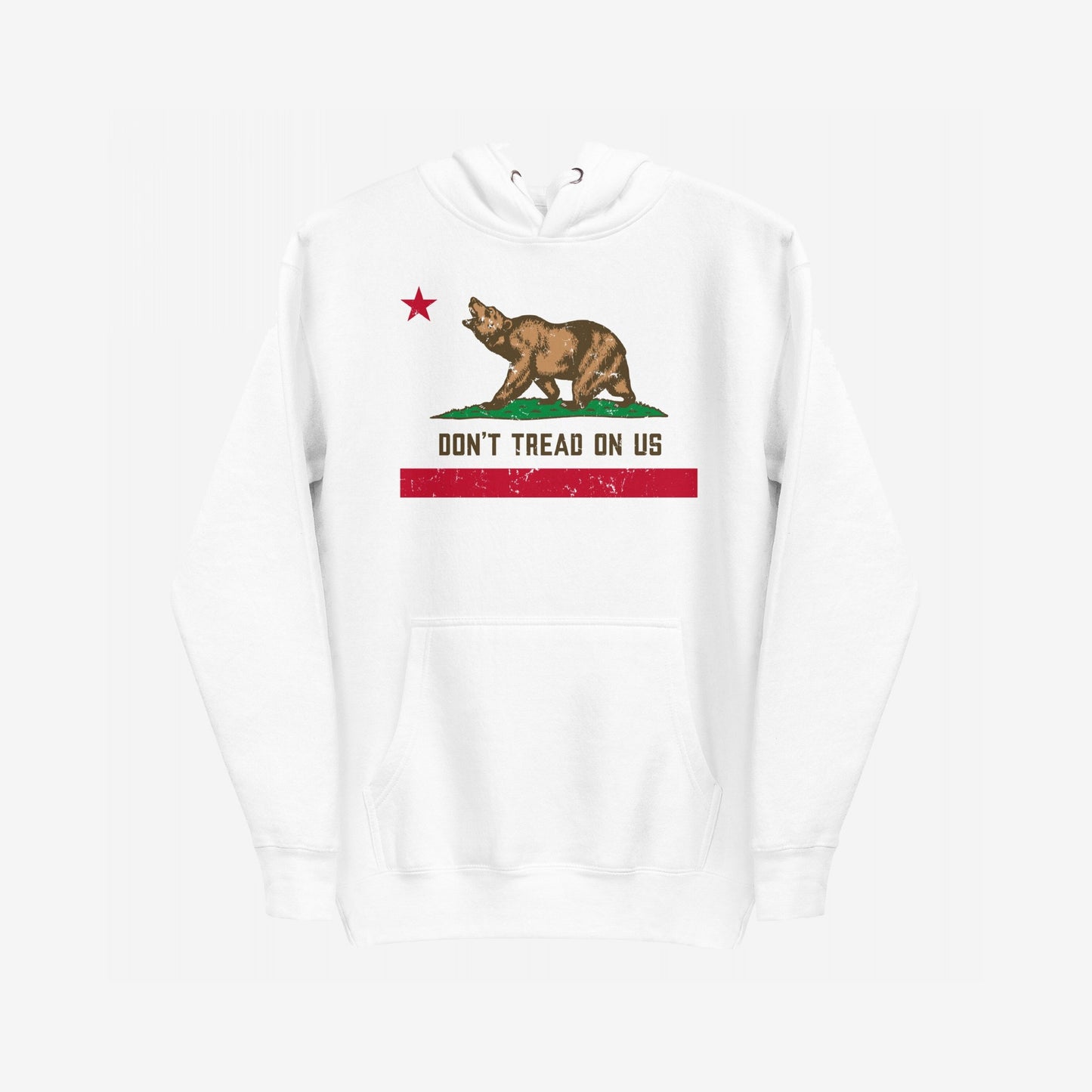 California Gadsden Flag Hoodie & Sweatshirt featuring a stylized bear and Don't Tread on Us slogan, embodying resistance and anti-authoritarian themes inspired by the California state flag design.