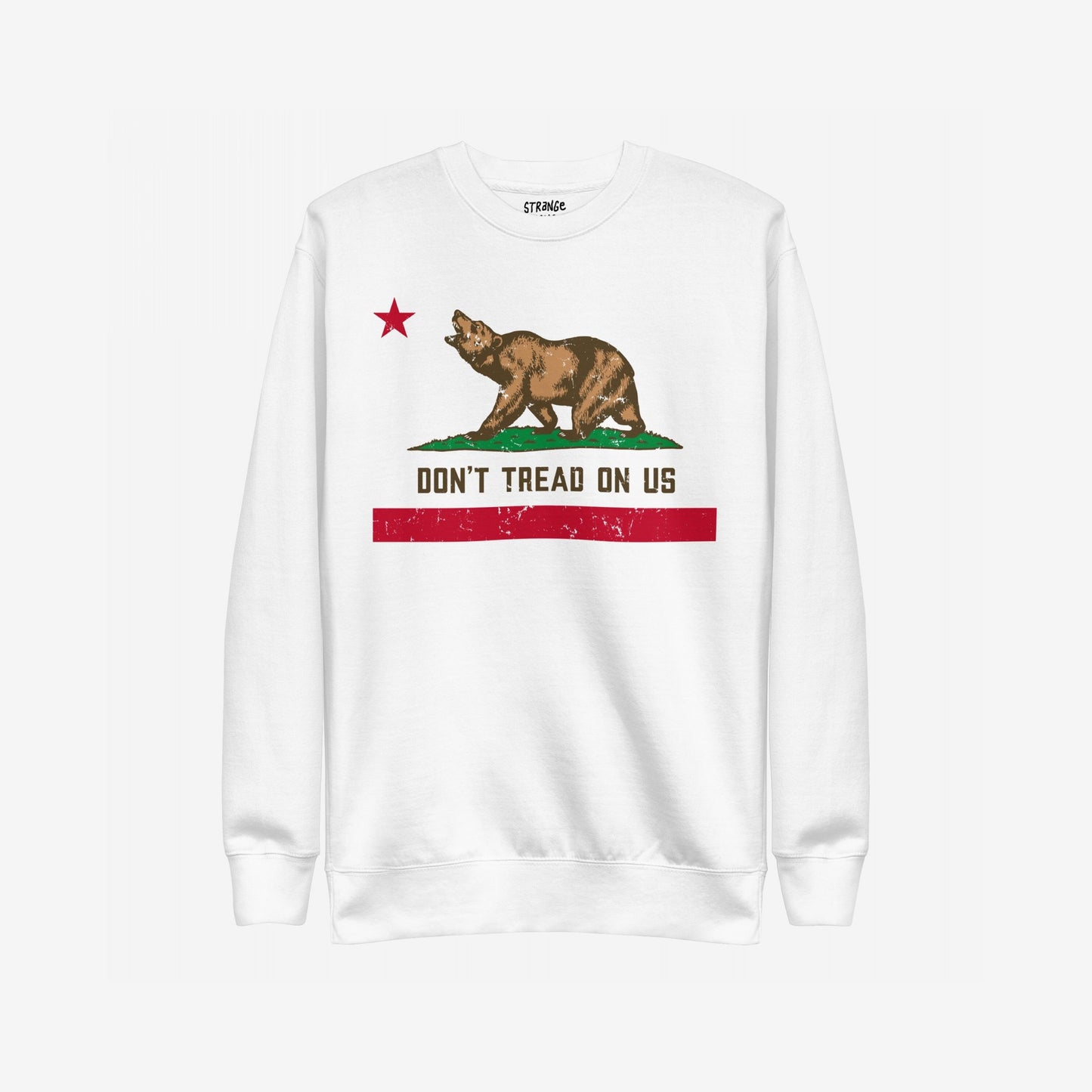 California Gadsden Flag Hoodie & Sweatshirt featuring a grizzly bear on grass with DON'T TREAD ON US and a red star, symbolizing anti-authoritarianism and resistance.
