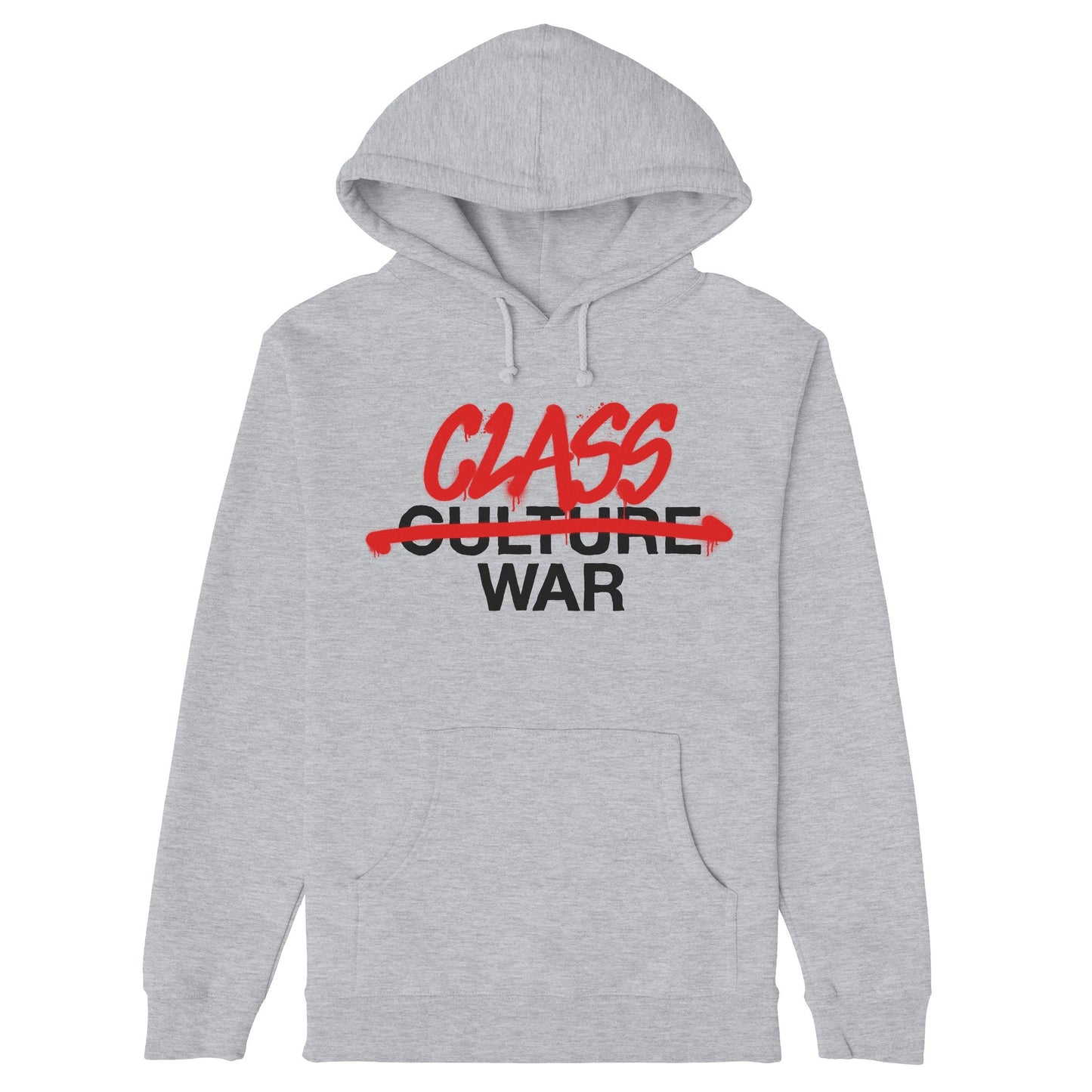 Class War Hoodie & Sweatshirt features bold graffiti-style lettering, with CLASS WAR replacing CULTURE WAR, highlighting a focus on social justice. Ideal for those challenging societal narratives.