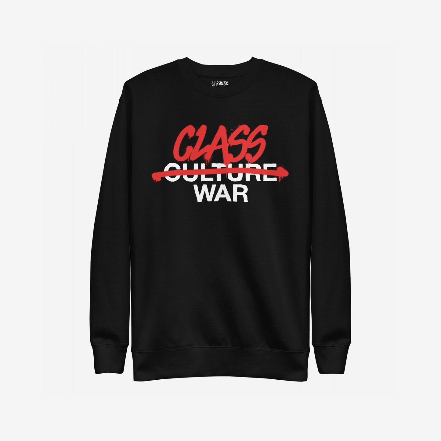 Class War Hoodie & Sweatshirt featuring a graffiti-style graphic: CLASS WAR replaces CULTURE WAR crossed out. Perfect for activists, it boldly challenges societal narratives with its powerful message.