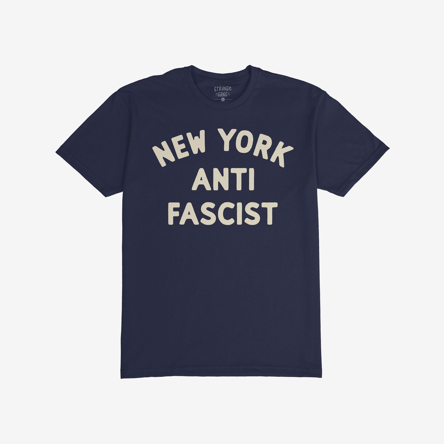 Custom Anti-Fascist T-shirt featuring bold NEW YORK ANTI FASCIST text, embodying activism and resistance. Ideal for expressing solidarity and wearing your beliefs with pride.
