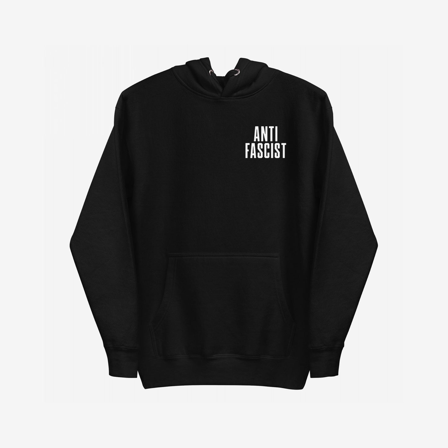 Fuck 'Em All Back Print Hoodie & Sweatshirt features “ANTI FASCIST” text on the chest, embodying a bold statement against fascism. The design highlights strong anti-authoritarian and anti-racist sentiments.