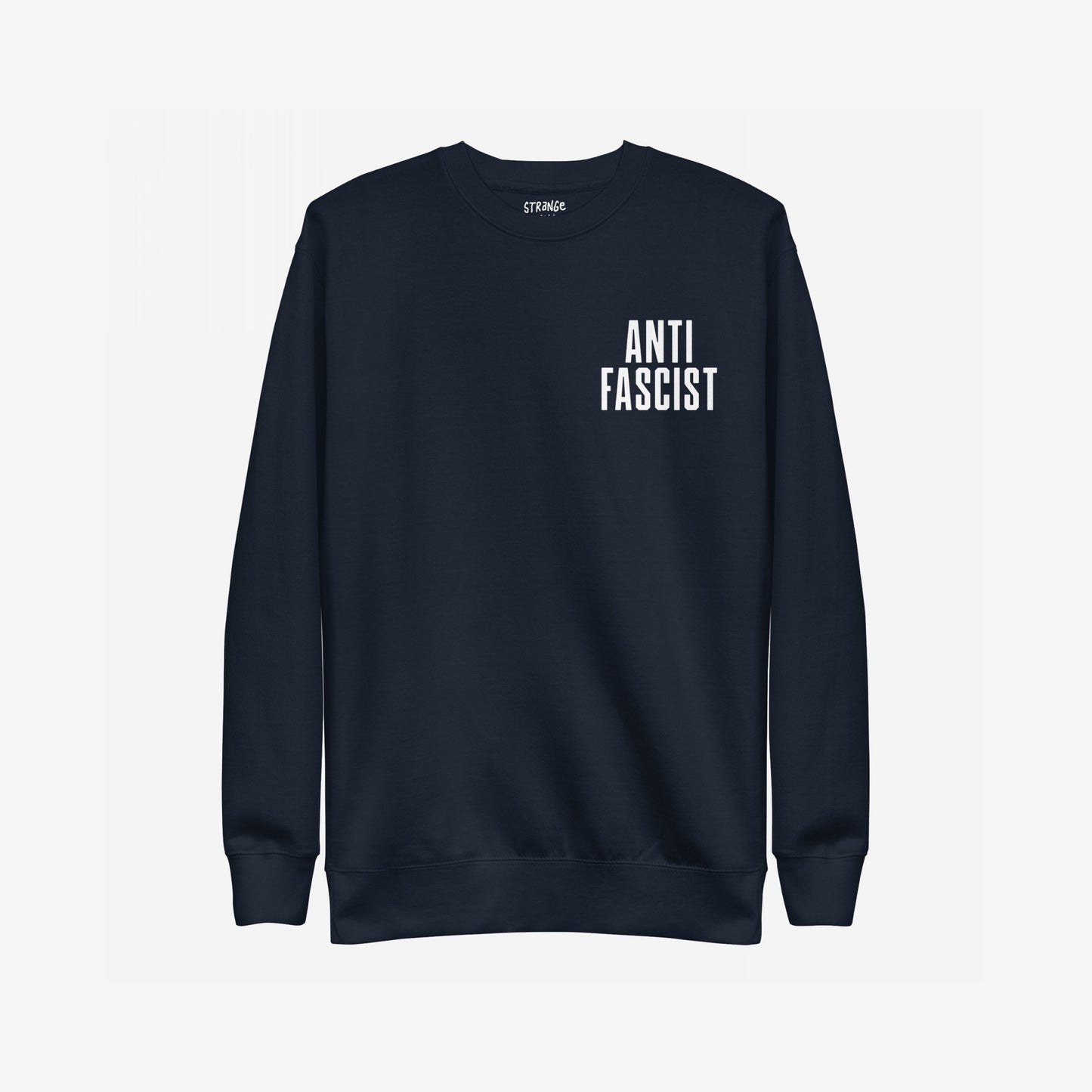 Fuck 'Em All Back Print Hoodie & Sweatshirt features a bold ANTI FASCIST on the front. This dark-navy sweatshirt is a clear statement against oppression, aligned with anti-fascist values.