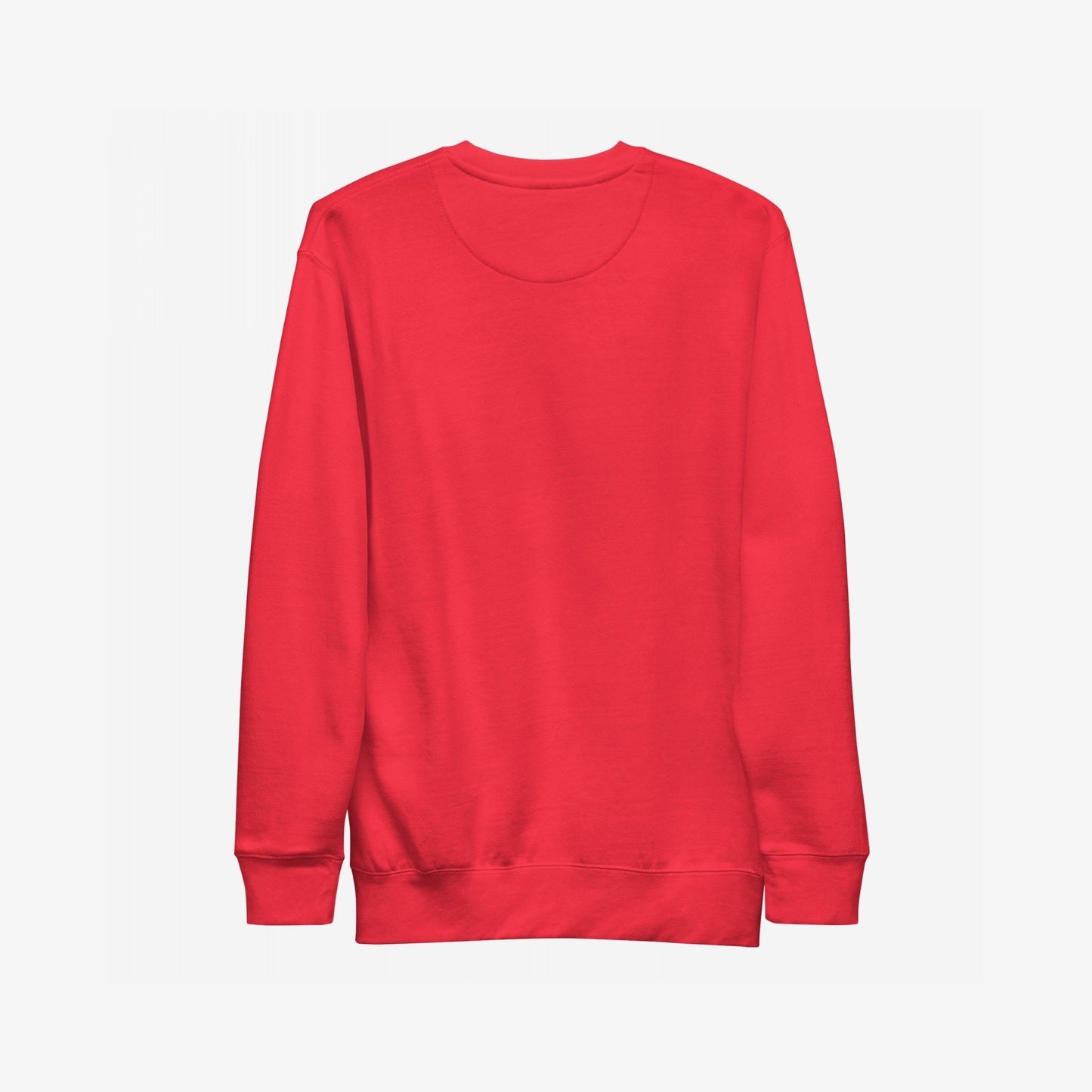 Back view of the Fuck 'Em All Sweatshirt, showcasing its plain red, long-sleeve crewneck design. Aligns with radical, protest-driven messages against ICE, police, and MAGA supporters.