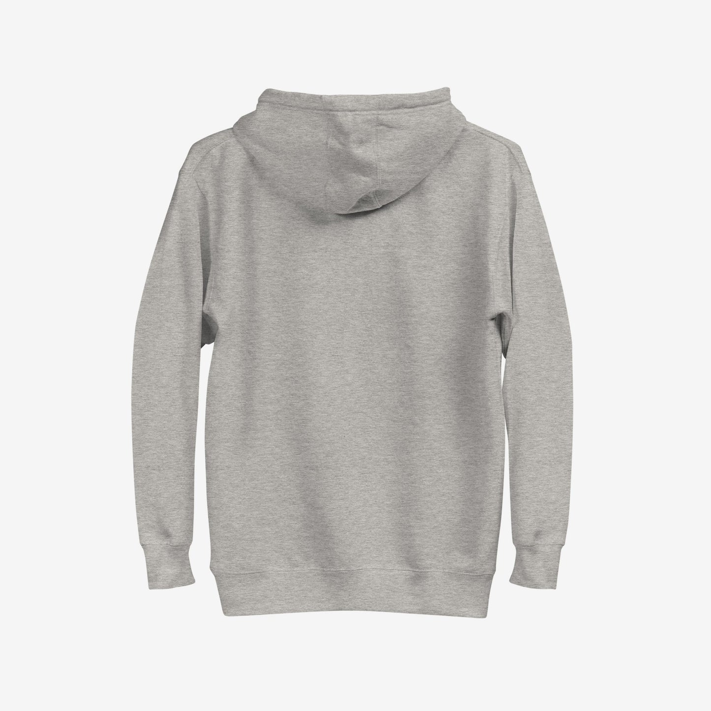 Chicago No Kings Flag Hoodie, light-gray with ribbed cuffs and hem, features a back view. This pullover embodies anti-authoritarian spirit, reimagining Chicago's flag to symbolize justice and community empowerment.