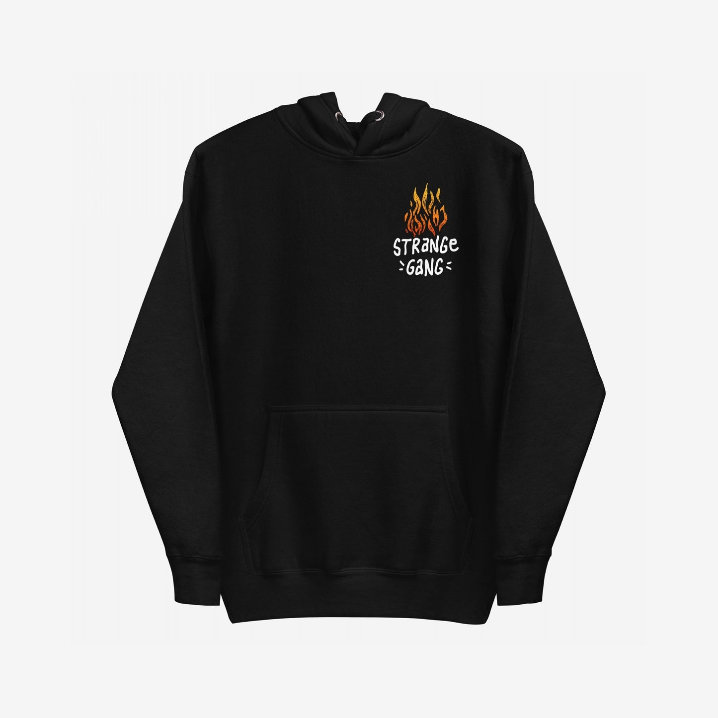 Black pullover hoodie featuring an orange-red flame graphic and ICE Is State Sponsored Terrorism boldly printed, emphasizing immigrant justice and resistance. Ideal for rallies, organizing, and daily activism.