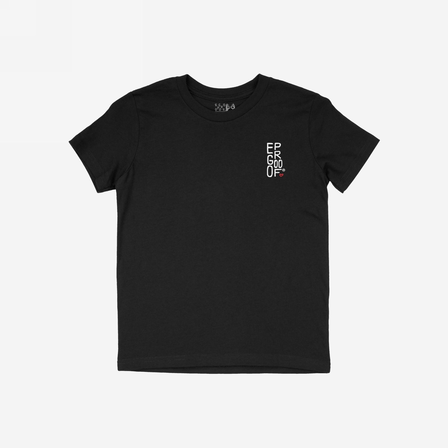 Make Art Every Day T-shirt features a small white EGOPROOF logo with a red heart on the chest, perfect for creative expression. Unisex fit, ideal from studio to street.