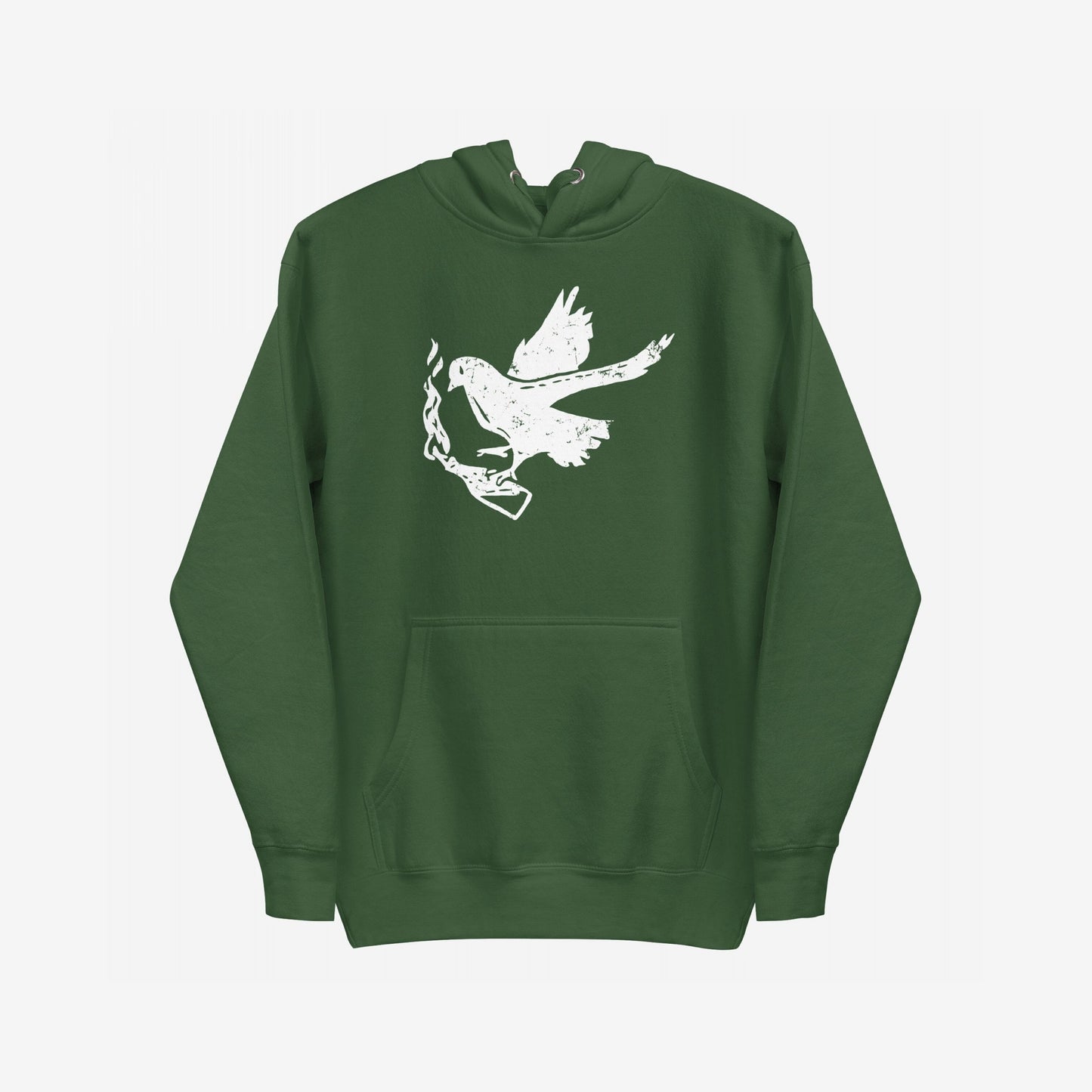Molotov Messenger Hoodie features a distressed white bird with a flaming lighter, symbolizing power and protest. Perfect for those who embrace bold statements and support equality and social justice.