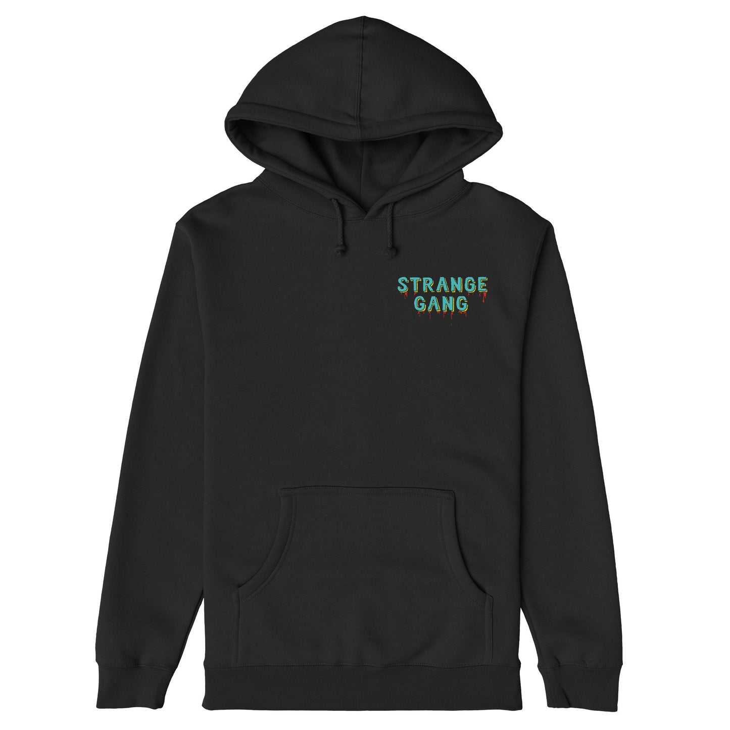No Kings No Masters Hoodie with front kangaroo pocket and small dripping-paint logo on chest, embodying a rebellious message against power and authority. Perfect for those who value liberty and accountability.
