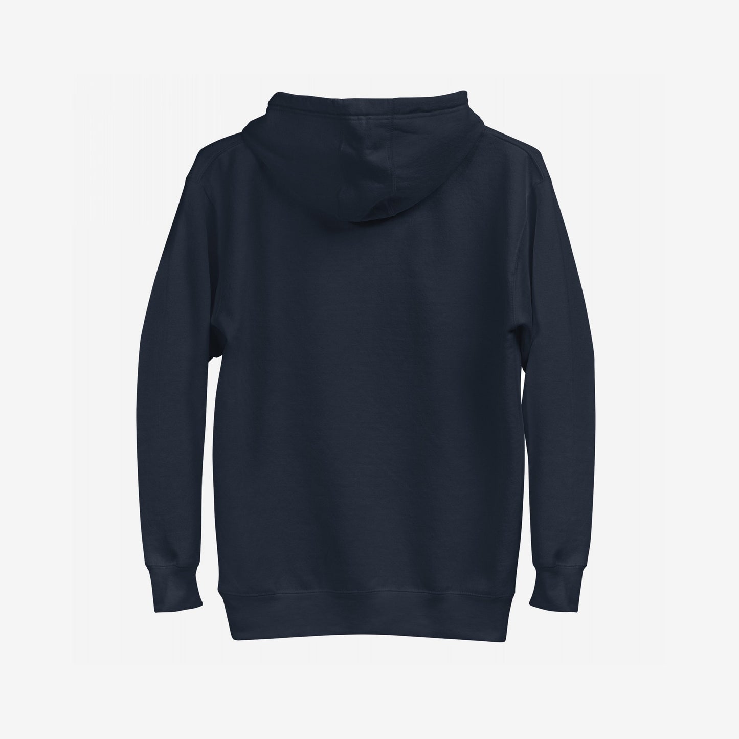 Back view of the No Oligarchy Hoodie, featuring a plain dark-navy design. Ideal for those advocating against elite rule, embodying a spirit of rebellion and conversation-starting streetwear.