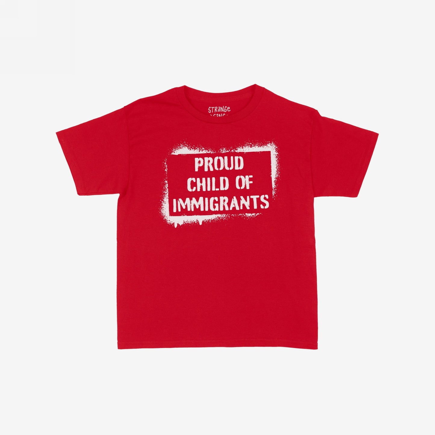 Proud Child Of Immigrants T-shirt featuring bold white stencil text, celebrating diverse heritages and migration legacies, symbolizing unity and cultural pride through personal stories. Available in various styles for all ages.