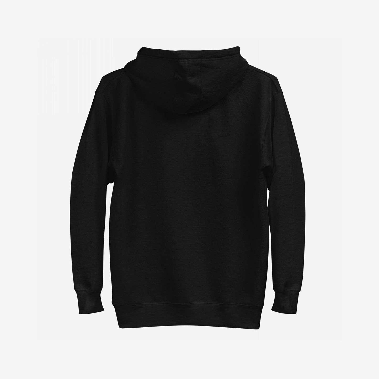 Back view of the Snitches Get Stitches Hoodie, a plain black pullover featuring a bold message against snitches and the healthcare system, embodying dark humor and sarcasm.