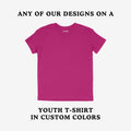 Kids T-shirt In Custom Colors mock-up, showcasing a bold youth shirt in bright magenta. Ideal for featuring anti-fascist or protest designs, promoting young voices in activism.