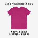 Kids T-shirt In Custom Colors mock-up, showcasing a bold youth shirt in bright magenta. Ideal for featuring anti-fascist or protest designs, promoting young voices in activism.