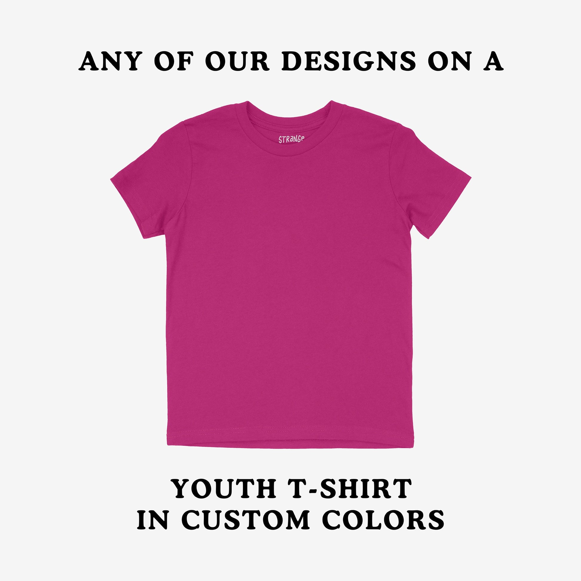 Kids T-shirt In Custom Colors mock-up, showcasing a bold youth shirt in bright magenta. Ideal for featuring anti-fascist or protest designs, promoting young voices in activism.