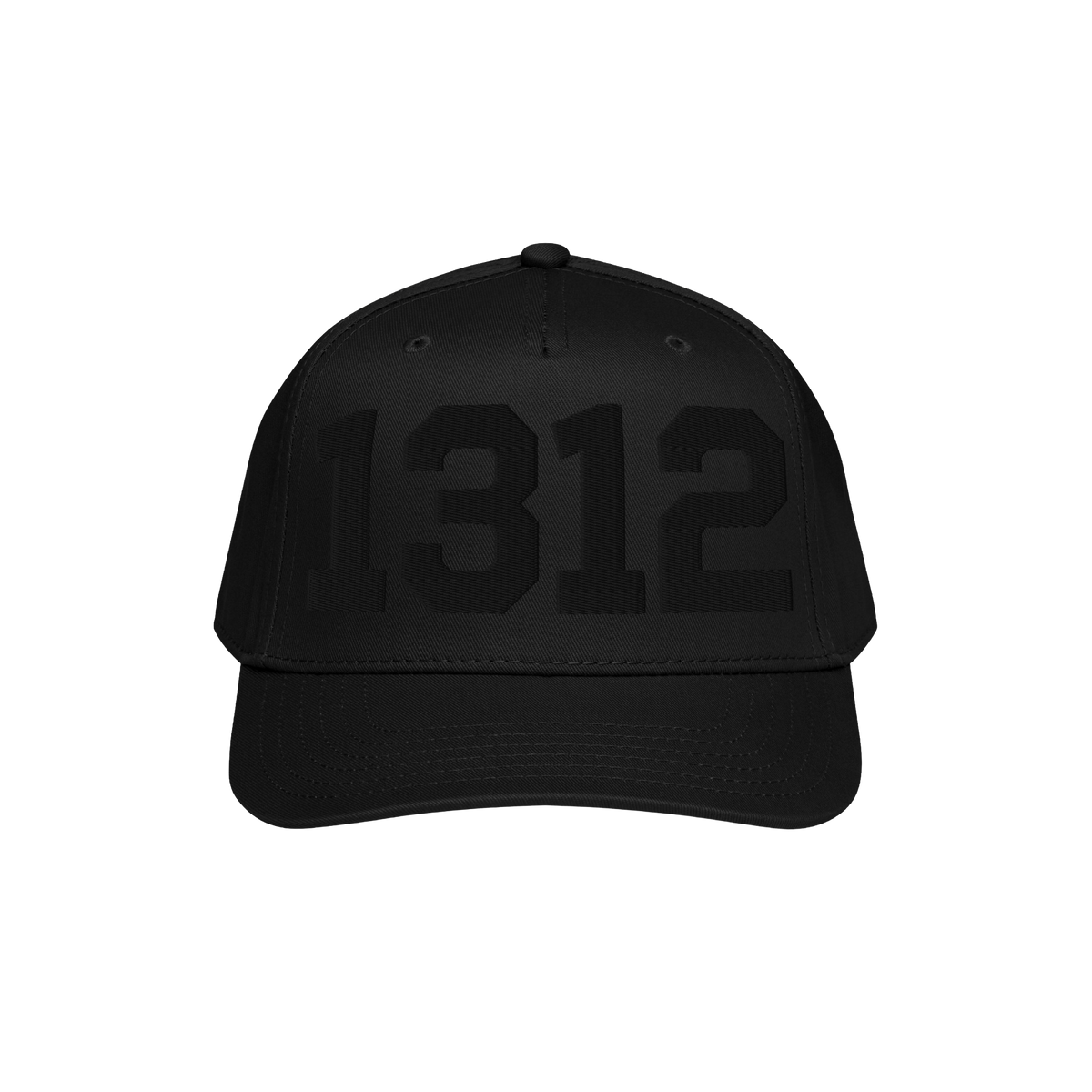 Black 1312 ACAB Hat featuring tonal block numerals 1312 on the front. This baseball-style cap, with a curved brim and stitche