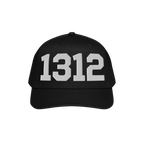 Black 1312 ACAB Hat featuring bold white numbers, symbolizing protest against police brutality. The cap has a curved brim, ve