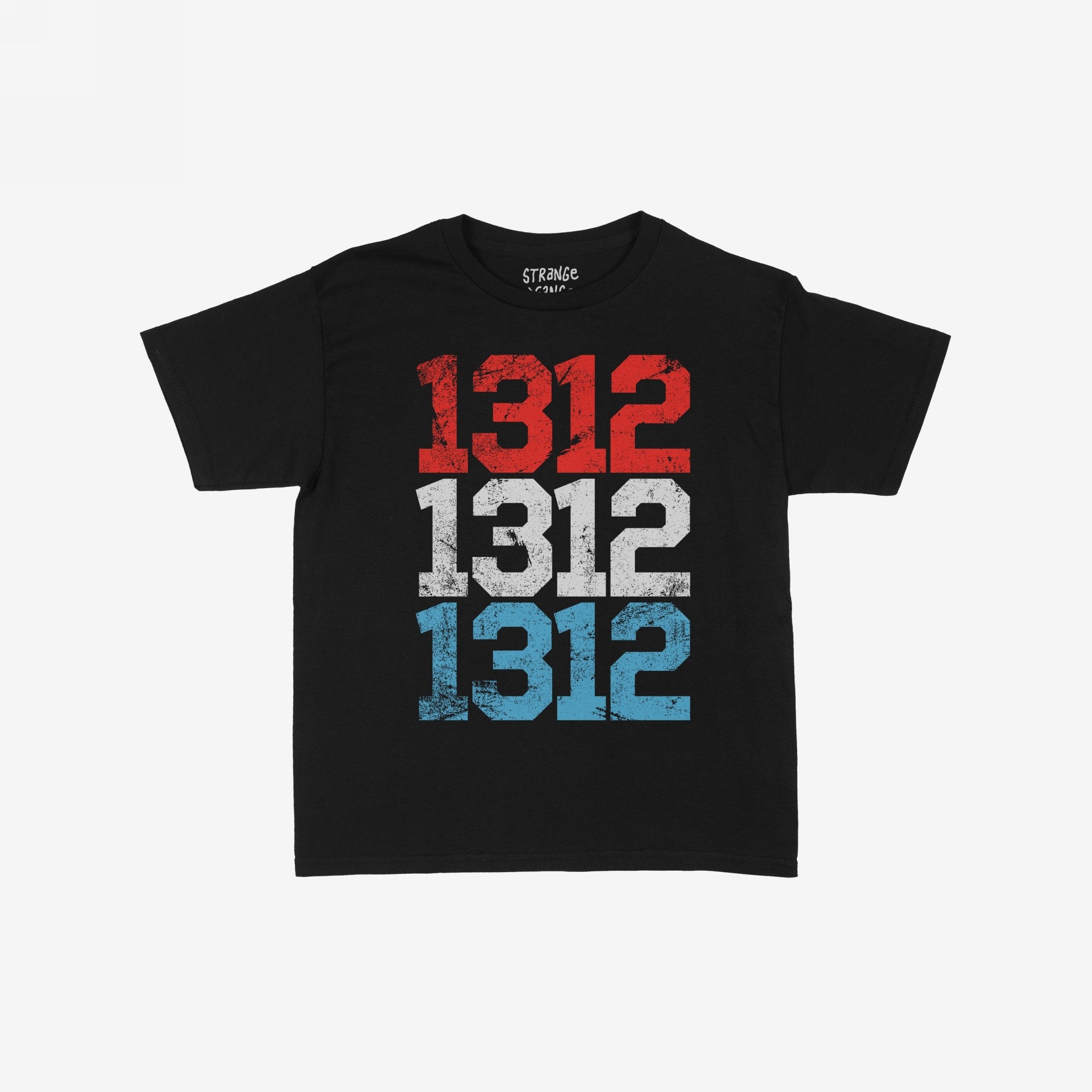 1312 ACAB Women's Baby Tee featuring a black short-sleeve design with stacked 1312 in distressed red, white, and blue. Perfect for making a bold statement against police brutality.