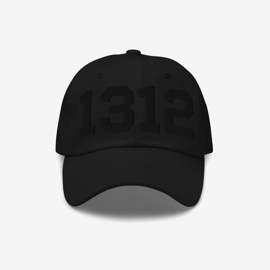 Black 1312 ACAB Hat with tonal embroidery on the front, featuring curved brim and ventilation eyelets. Perfect for those advocating police accountability and social justice. Made of twill fabric.