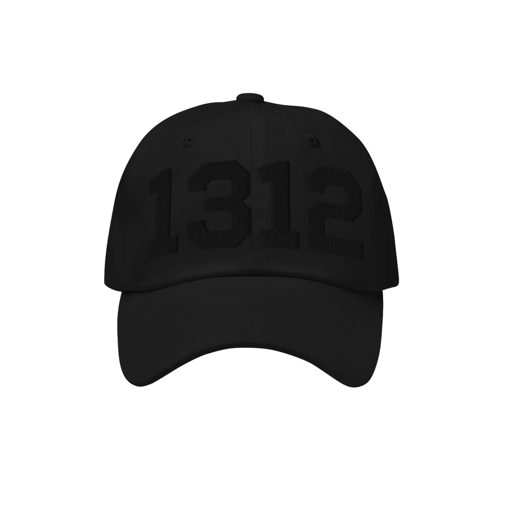 Black 1312 ACAB Hat with tonal embroidery on the front, featuring curved brim and ventilation eyelets. Perfect for those advo