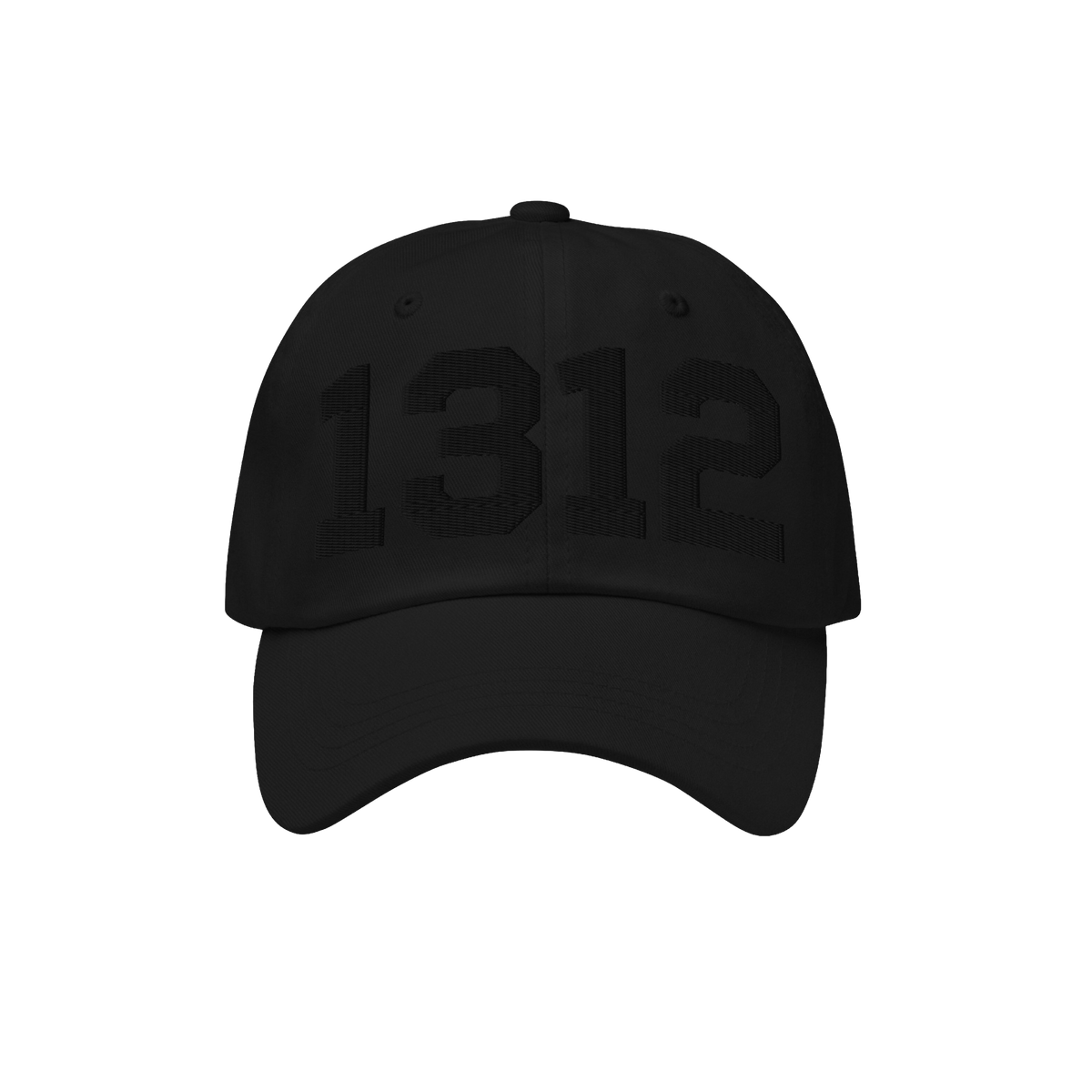 Black 1312 ACAB Hat with tonal embroidery on the front, featuring curved brim and ventilation eyelets. Perfect for those advo