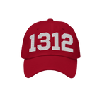 The 1312 ACAB Hat features red, unstructured design with white varsity-style 1312 embroidery, symbolizing protest and police 