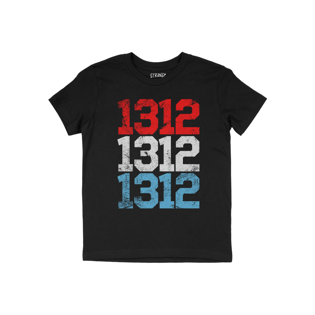 1312 ACAB T-shirt features stacked distressed 1312 numbers in red, white, and blue, symbolizing protest. Perfect for activism