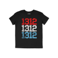 1312 ACAB T-shirt features stacked distressed 1312 numbers in red, white, and blue, symbolizing protest. Perfect for activism