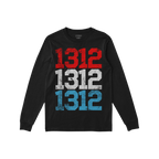 1312 ACAB T-shirt features three stencil-style 1312 prints in distressed red, white, and blue down the front, embodying prote