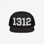 Black flat-brimmed snapback cap with 1312 boldly embroidered on the front, representing the ACAB protest code for police accountability, designed for those who advocate against brutality and support equality.