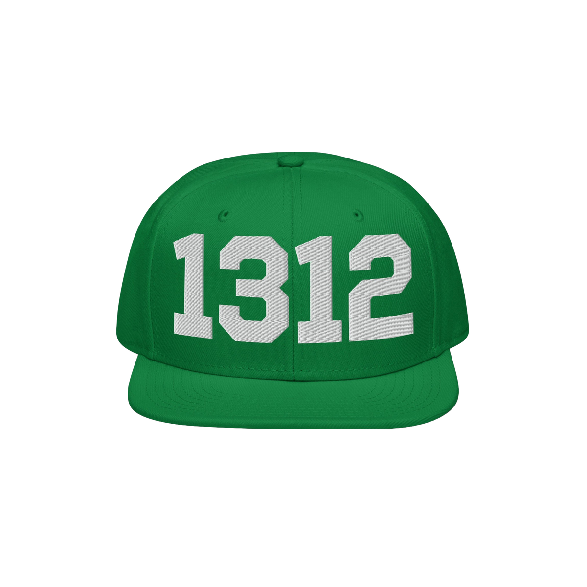 Bright green flat-bill snapback cap featuring large white 1312 numerals, symbolizing ACAB. Ideal for expressing protest and a