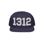 1312 ACAB Hat: Dark navy-blue snapback cap featuring bold white 1312 embroidery, symbolizing a stance against police brutalit