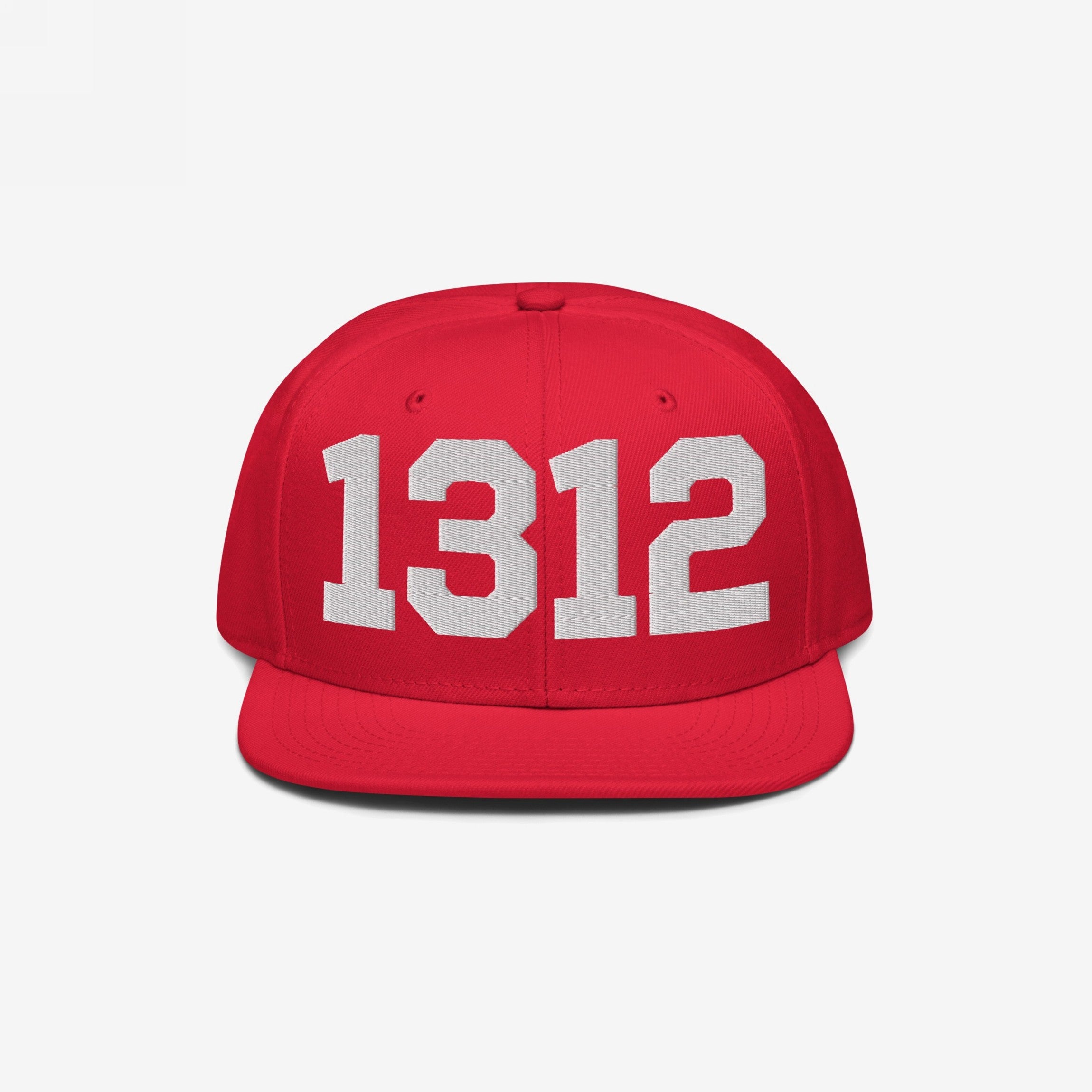 Red flat-brimmed cap featuring 1312 in bold white digits, symbolizing ACAB, advocating for police accountability.