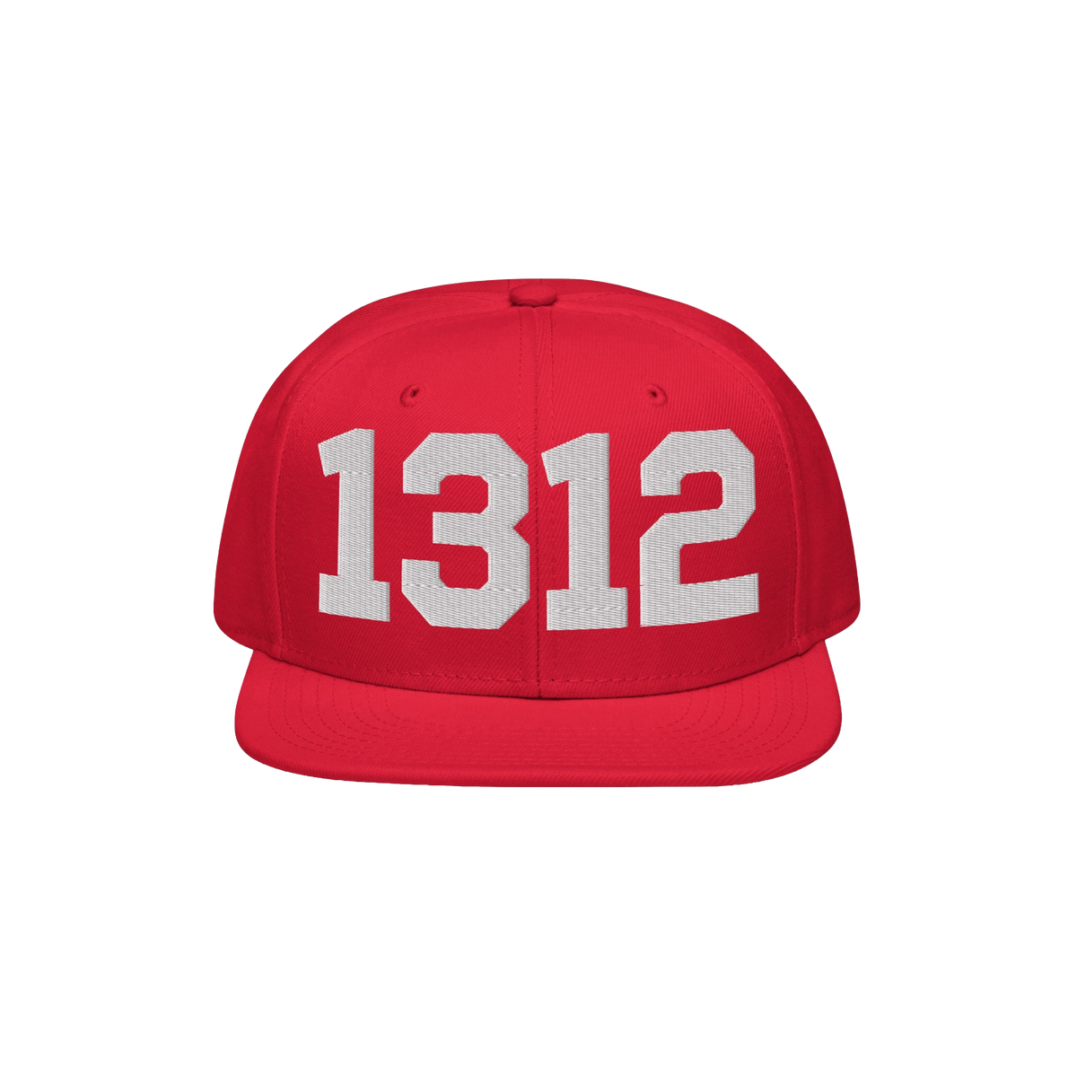 Red flat-brimmed cap featuring 1312 in bold white digits, symbolizing ACAB, advocating for police accountability.