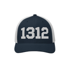 1312 ACAB Hat featuring bold white numerals on a navy front panel with a white mesh back, embodying a message of police accou