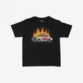 ACAB Police Car Women's Baby Tee features a graphic of a burning police cruiser with graffiti-style “ACAB” lettering, embodying a bold, rebellious statement. Perfect for those refusing to stay silent.