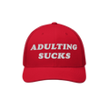 Adulting Sucks Hat with bold embroidery captures youthful defiance, ideal for expressing frustration with adult life. Feature