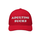 Adulting Sucks Hat with bold embroidery captures youthful defiance, ideal for expressing frustration with adult life. Feature