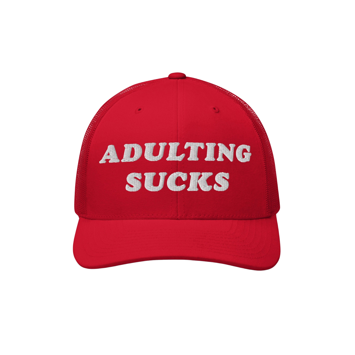 Adulting Sucks Hat with bold embroidery captures youthful defiance, ideal for expressing frustration with adult life. Feature