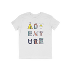 Adventure Life T-shirt featuring camping-themed icons, like a tent and backpack, creatively spelling ADVENTURE. Perfect for t