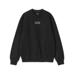 Black crew-neck sweatshirt featuring Alcohol Infused in white text on chest, ALLIES label inside collar; embodies bold, expre