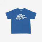 Allies Handstyle Women's Baby Tee with graffiti-style “ALLIES” script and halo motif, embodying loyalty and community. Short-sleeve design reflects unity and street culture. Brand name “STRANGE ALLIES” visible inside collar.