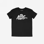 Black Allies Handstyle T-shirt featuring ALLIES in white brush-style script with a halo motif, symbolizing unity and solidarity. The unisex design is a tribute to allyship and community.