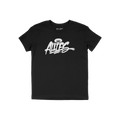 Black Allies Handstyle T-shirt featuring ALLIES in white brush-style script with a halo motif, symbolizing unity and solidari