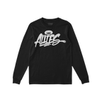 Black long-sleeve Allies Handstyle T-shirt featuring a bold ALLIES graffiti graphic with a halo on the chest, embodying unity