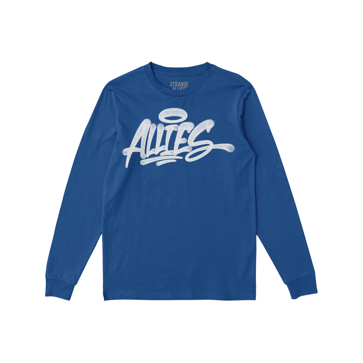 Allies Handstyle T-shirt features a graffiti-style “ALLIES” graphic with a halo, symbolizing unity and support, perfect f