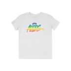 Allies Rainbow Handstyle T-shirt features a bold graffiti-style graphic reading “ALLIES” in a vibrant rainbow gradient, s