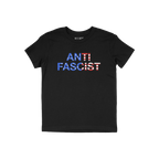 Anti-Fascist USA Classic T-shirt features a bold ANTI FASCIST slogan with a U.S.-flag motif, symbolizing defiance against fas
